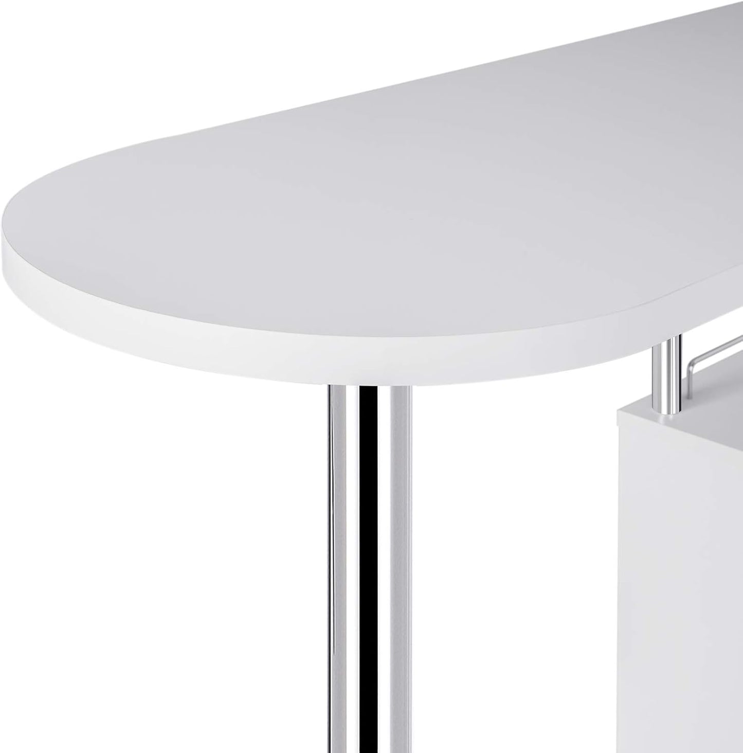 Woltu Bartafel met flessenhouder en 3 planken - Wit - 113x40x105 cm