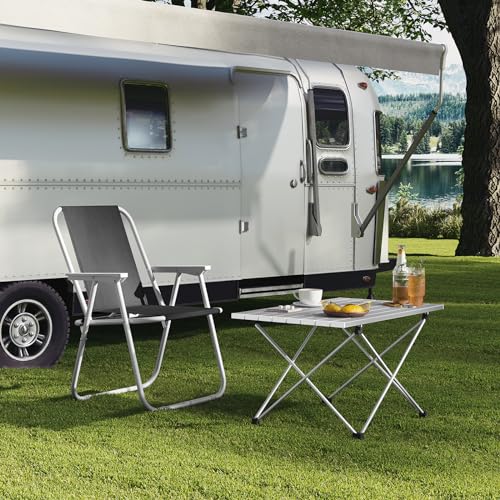 Woltu Vouwtafel Campingtafel Picknicktafel Aluminium Zilver 68 x 46 x 40 cm