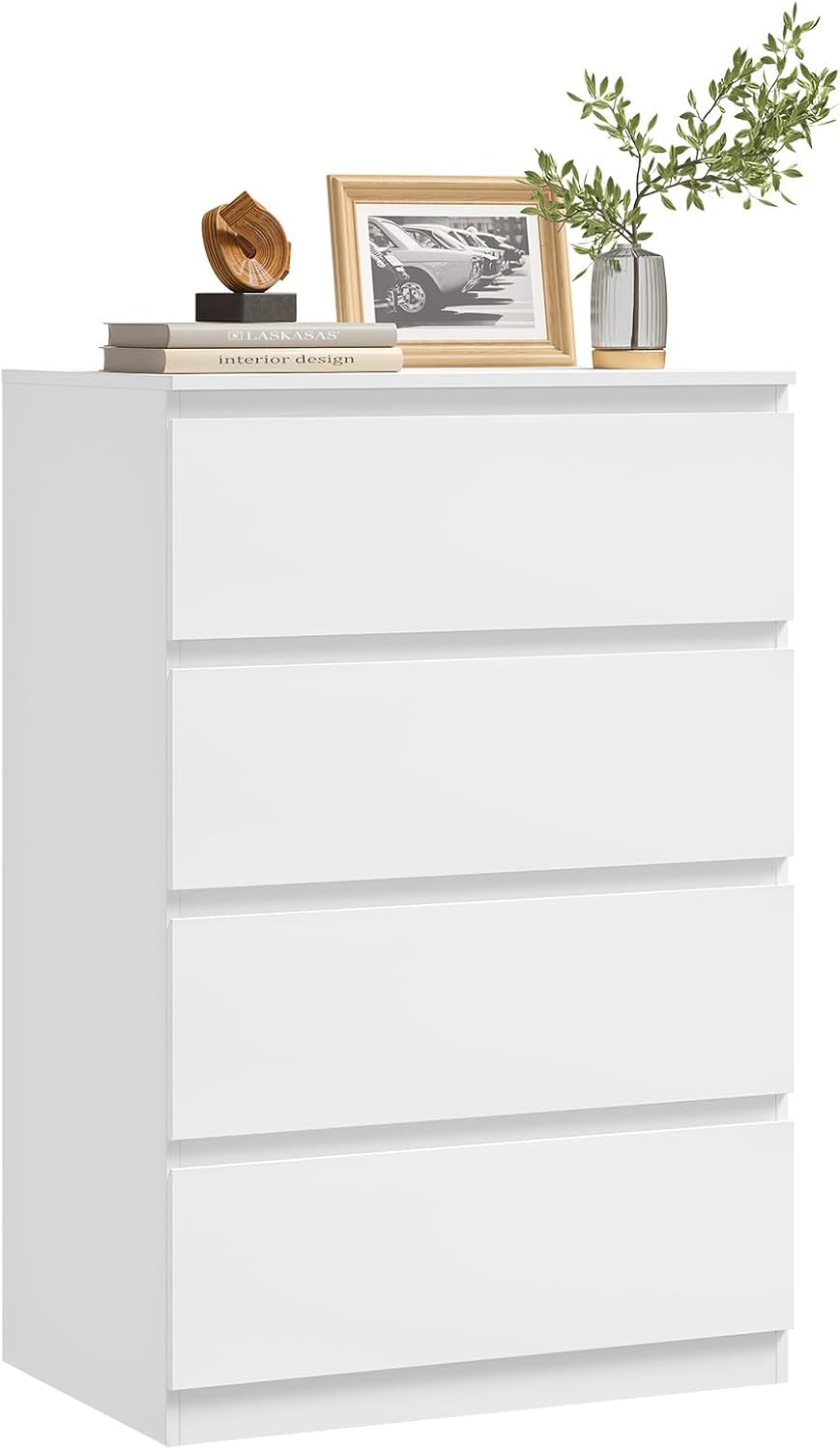 Woltu Ladekast Wit – 4 Lades – 60 x 40 x 90 cm – Moderne Opbergkast voor Slaapkamer en Woonkamer