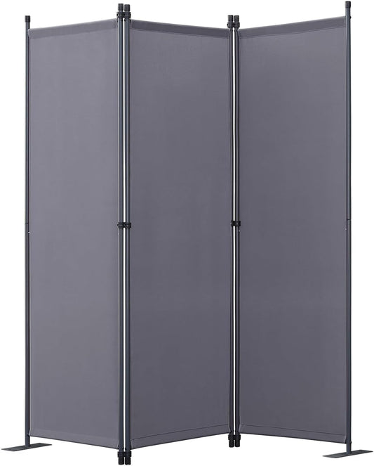 Angel Living Kamerscherm 3-delig – Stijlvolle Ruimteverdeler & Inkijkbescherming – Stevig Staal Frame – Polyester Doek – Grijs