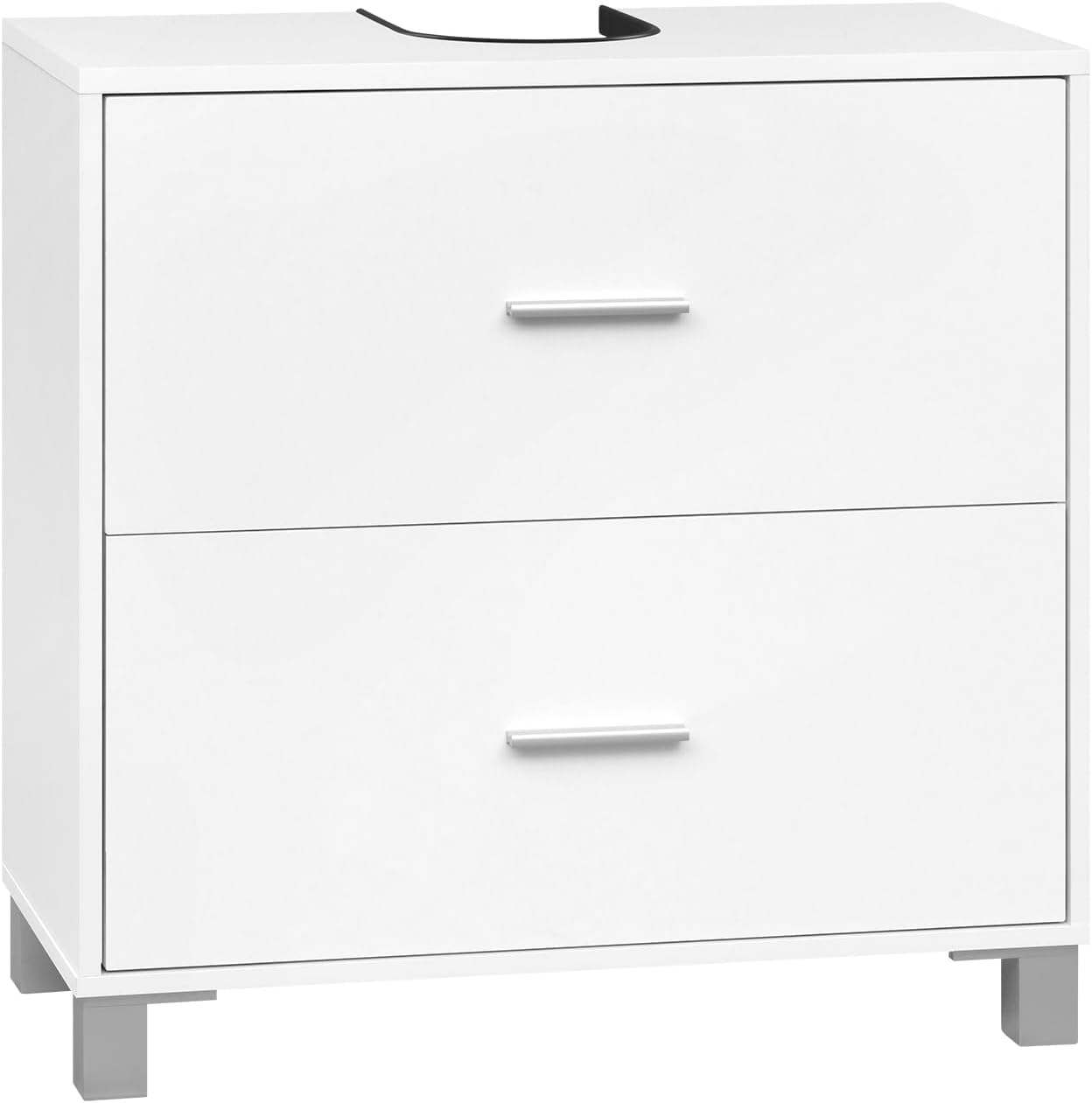eSituro Wastafelonderkast met 2 Laden - Badkamermeubel met Sifonuitsparing - Wit - 60 x 30 x 60 cm