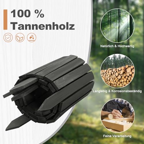 Woltu Flexibele Houten Tuinafsluiting - Antraciet - 203 x 60 cm