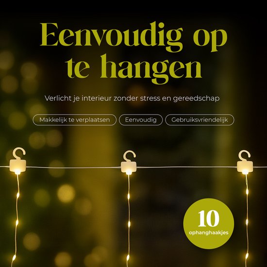Giftmas Lichtgordijn – 200 LED’s Warm Wit – 1x2M – Voor Deur of Doorgang – Binnen en Buiten– Afstandsbediening – Sfeerverlichting - Kerstverlichting