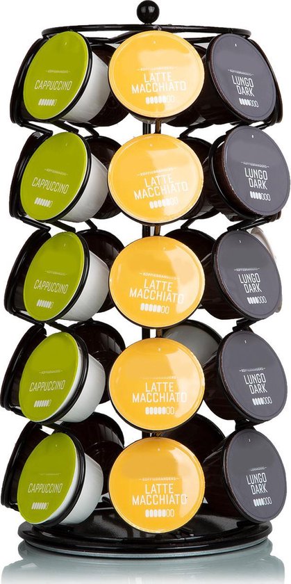 KitchenBrothers Capsulehouder - Koffiecups houder - Geschikt voor Dolce Gusto - 35 Cups - Draaibaar - Zwart
