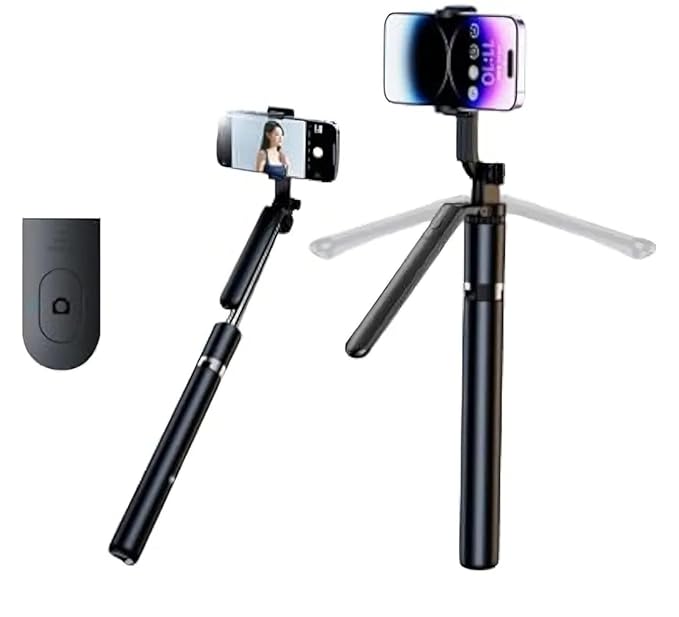 R16 Uitschuifbare Selfiestick met Statief – 157 cm – Bluetooth Afstandsbediening – 360° Draaibaar – Balanshandgreep – Voor Smartphone & GoPro