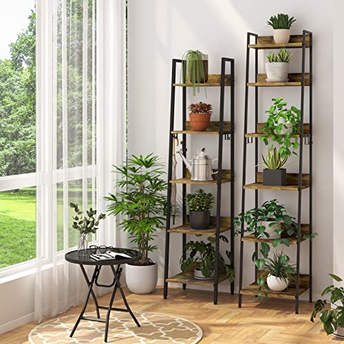WOLTU open kast – Industrieel design met 4 haken – MDF en zwart metalen frame – 36 x 41 x 187 cm