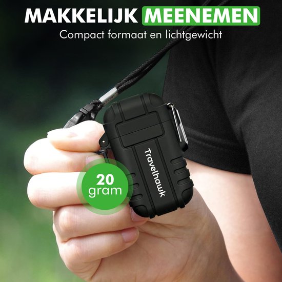 Travelhawk Elektrische Oplaadbare Aansteker - Duurzame Plasma Aansteker - Aanstekers - Elektrische Aansteker - Zwart