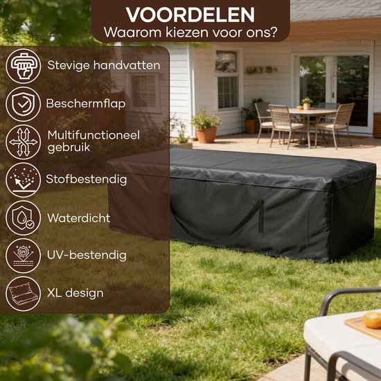 Villux Tuinmeubelhoes Kussen - Tuinkussen Hoes - Waterdicht - 420D - Tuinkussenhoes Opbergtas - Tuinkussentas - Beschermhoes Tuinmeubelen - Hoes Voor Tuinkussens - Beschermhoes Loungeset - 200cmx75cmx60cm