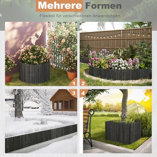Woltu Flexibele Houten Tuinafsluiting - Antraciet - 203 x 60 cm