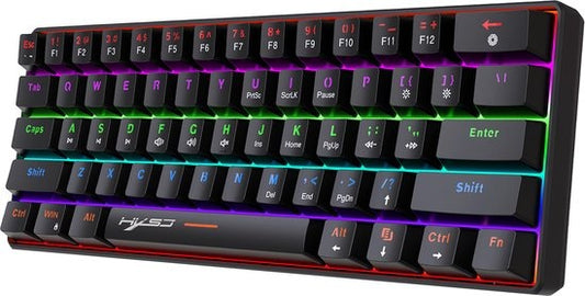 HXSJ V900 Bedrade Mechanisch Gaming Toetsenbord - RGB Verlichting - QWERTY - 61 Keys - Blue Switch - Zwart