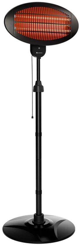 Juskys – Infraroodstraler – 2000 W – Voorzien Van Telescoopstatief En 3 Verwarmingsniveaus – Voor Terras En Tuin – Zwart Staal