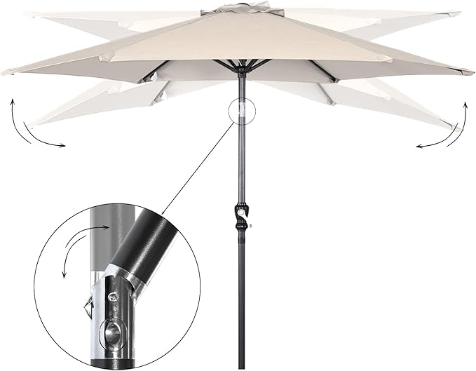 Angel Living Parasol - Ø250 cm - Kantelbaar - Créme