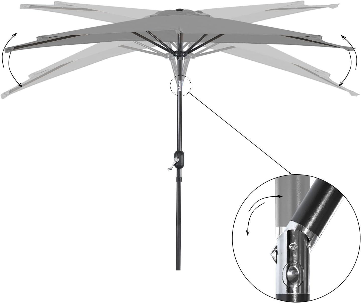 Angel Living Balkonparasol - Halfrond - 245 x 120 cm - Grijs