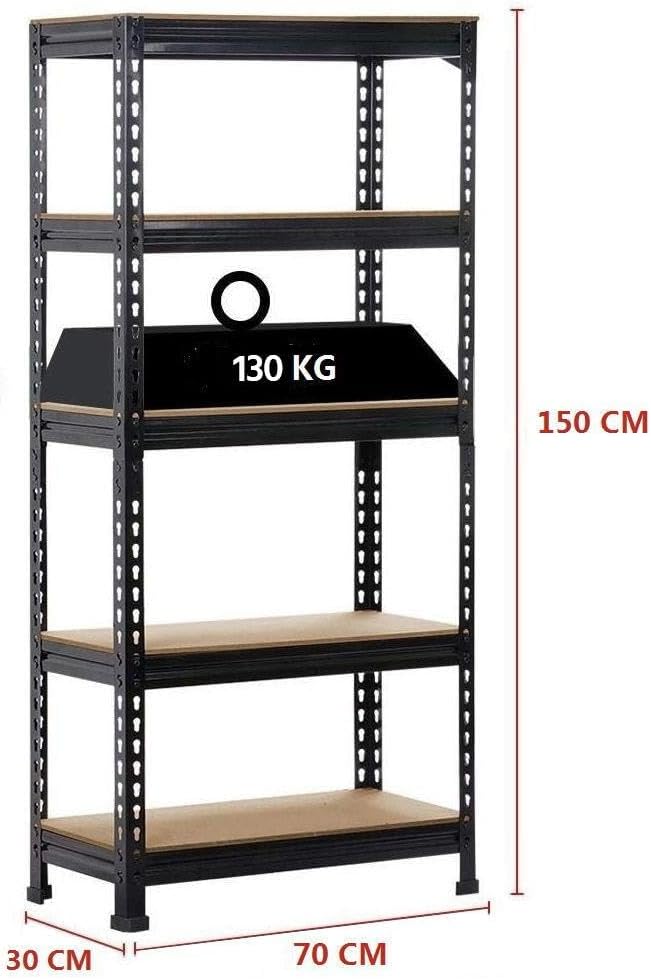 Yaheetech Opbergrekken - Set van 2 - Heavy Duty - 150×70×30 cm - Verstelbaar - Zwart