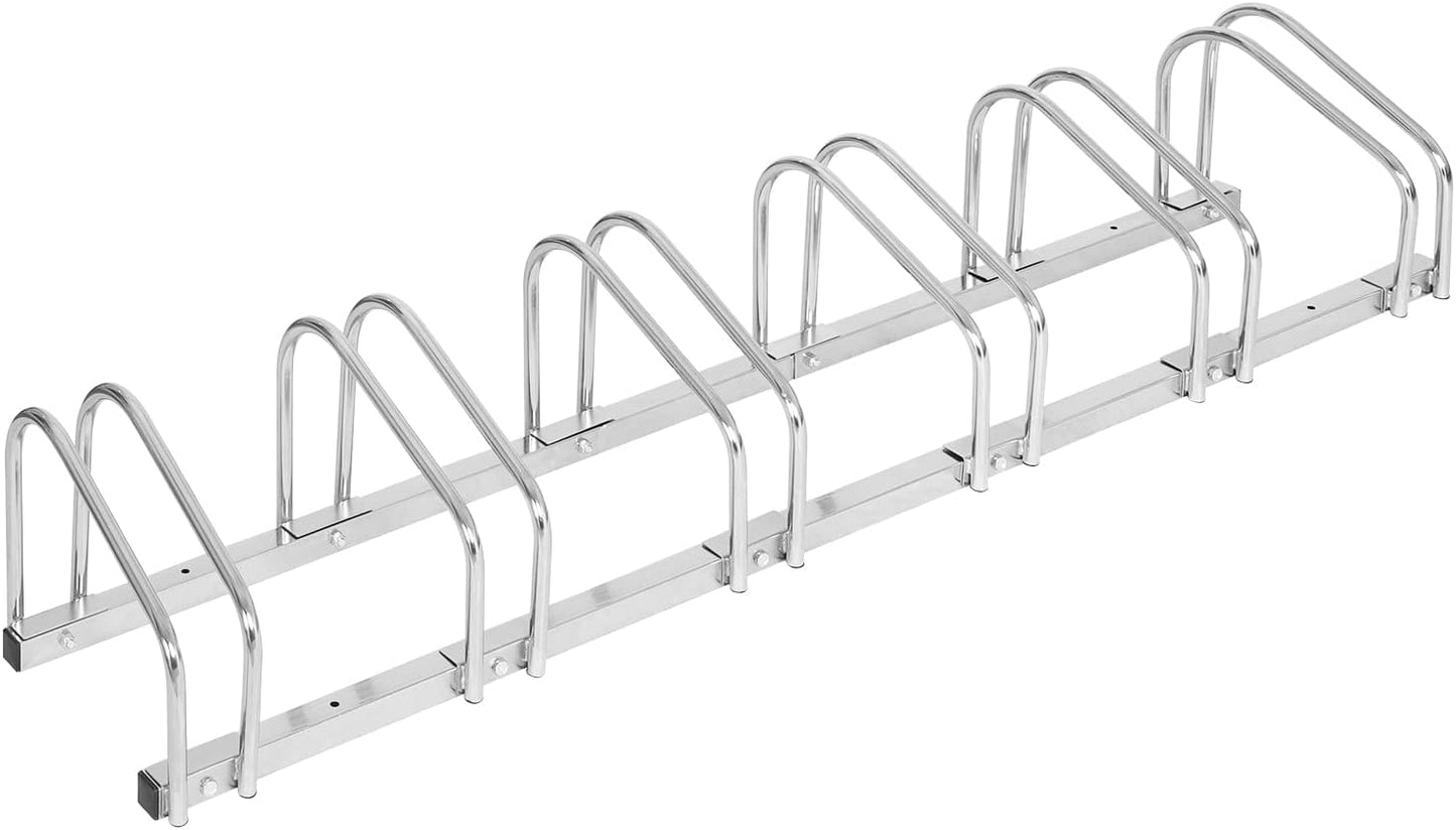 Woltu Fietsenrek voor 6 Fietsen - Vloer- of Wandmontage - Verzinkt Metaal - Zilver - 160,5 x 32 x 27 cm