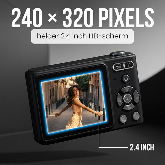 Outbee Digitale camera - Fototoestel - Digitale camera - Compact - Foto's en video's - 8 Beeldresoluties - 128GB - Zwart