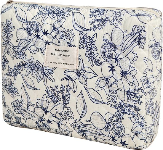 SC Travel Essentials - 3-delige Make-up Tas Set - Eco-vriendelijk Katoen - Gewatteerde Gebloemde Organizers - Ruim, Duurzaam en Ideaal voor Reizen