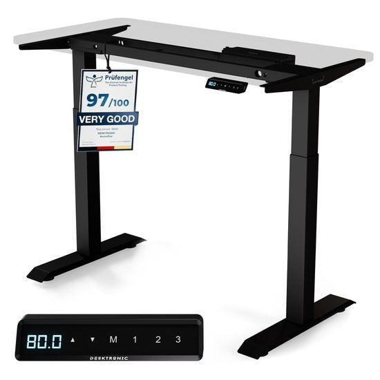 Desktronic HomeOne Zit-sta Bureau Elektrisch In Hoogte Verstelbaar Frame Zwart 120x60-160x80cm Bureaublad
