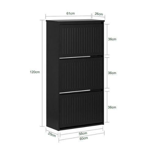 SoBuy Schoenenkast - 3 Kleppen - 61 x 26 x 120 cm - Zwart