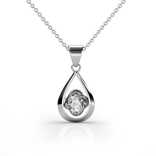 Yolora Dames Ketting met Kalpa Camaka Kristal Hanger - Zilver kleurig - 18K Witgoud Verguld - Cadeauverpakking - Moederdag Cadeautje