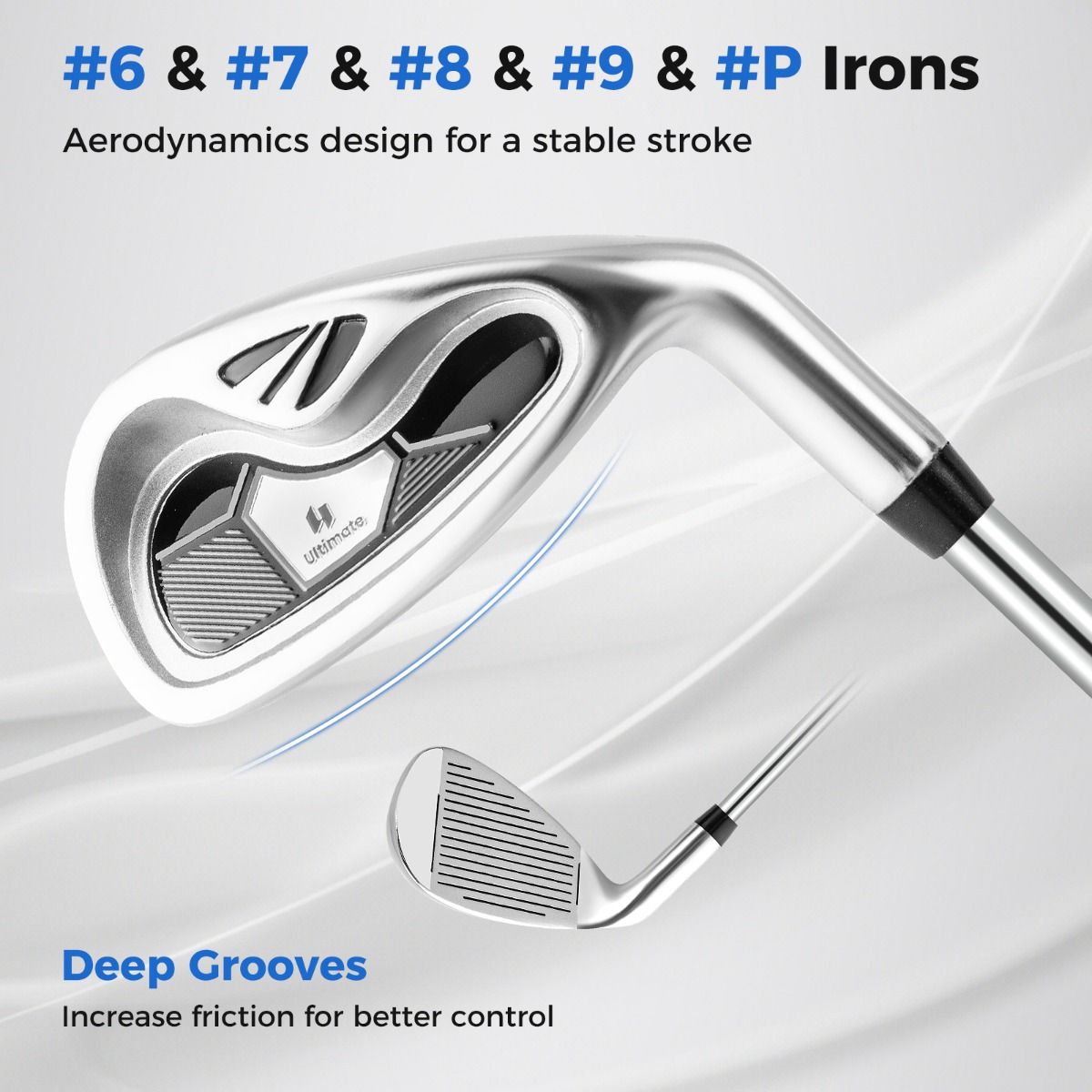 Coast Heren Golfset - 9-delig - Rechtshandig - Inclusief regenhoes - Grijs