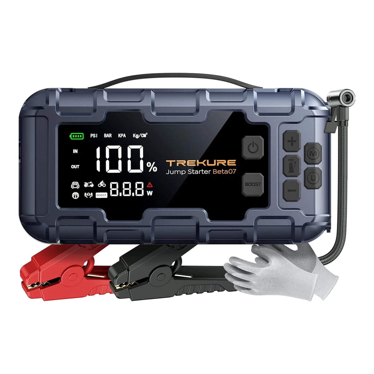 TREKURE Beta07 Startapparaat 6000A - 12V - met Luchtcompressor 160PSI, 45W PD