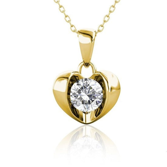 Yolora Dames Ketting met Hanger Hartje - Kalpa Camaka Kristal - Goudkleurig - 18K Geelgoud Verguld - Vrouwen Collier Goud - Sieraden - Halsketting - Luxe Giftbox - Cadeau doos - Geschenkdoos - Mooie Cadeauverpakking - Exclusieve Geschenkverpakking