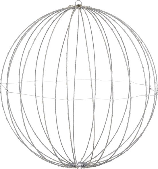 Luca Lighting Kerstverlichting Bal met Klassiek Witte LED Lampjes - Zilver - Ø60 cm