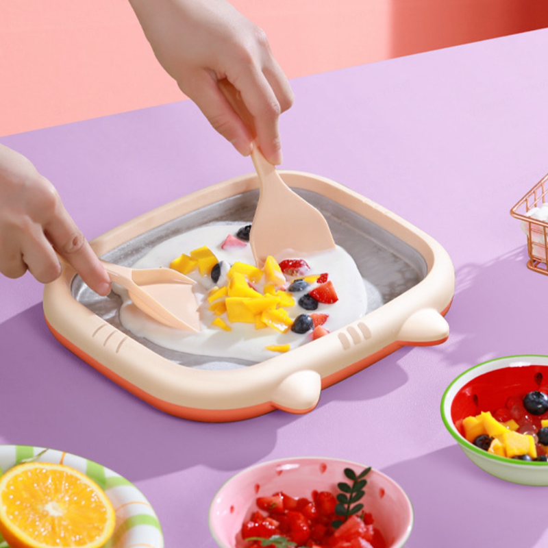 Royalstar IJsmachine IJsrolplaat Bevroren Yoghurt en Fruit 304 Roestvrijstalen Ijsbak IJsmaker Oranje IJsmaker Oranje