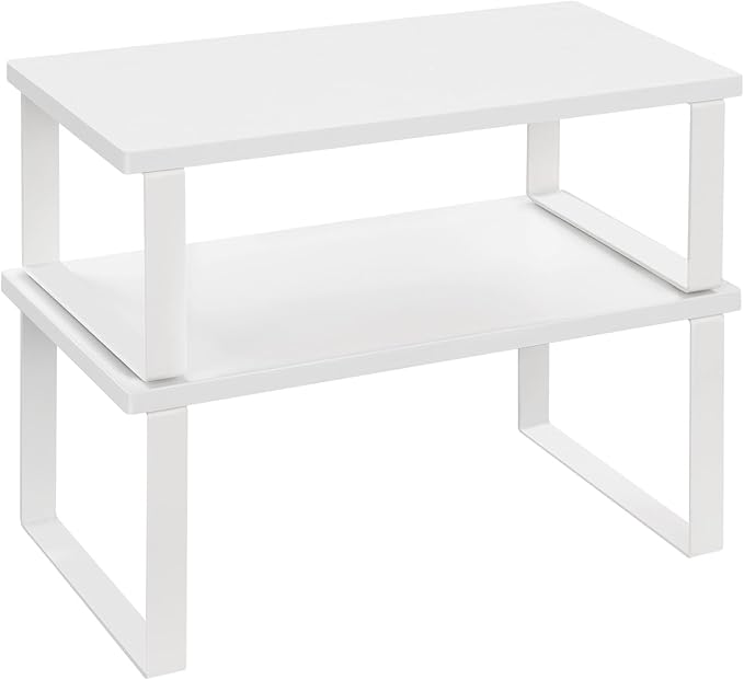 WOLTU Scaffalature kruidenrek set 2 stuks - stapelbare keuken plank organizer - wit MDF en metaal