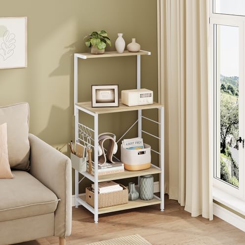 Woltu Keukenkast met 4 Planken Licht Eiken en Wit 60 x 40 x 123 cm