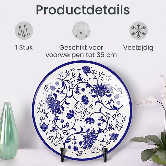 Purepeak Bordenstandaard voor Sierborden - Bordenhouder Geschikt voor Borden tot 35 cm Hoog - Bordenrek - Zwart - Menukaarthouder - LP Houder