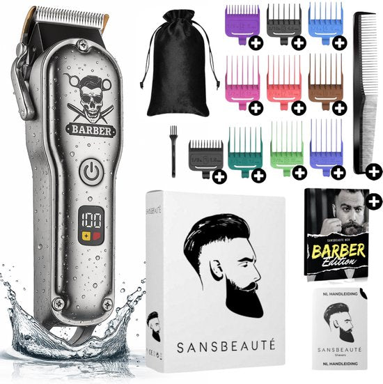 Professionele Draadloze Tondeuse - Tondeuse Mannen Hoofdhaar - Cheveux Haar - Haartrimmer - Kapper Haar Machine - Haartondeuse - Trimmer Baard - Trimapparaat - Barber Hair Clipper - Kapper Trimmer - Kappersset - Zilver