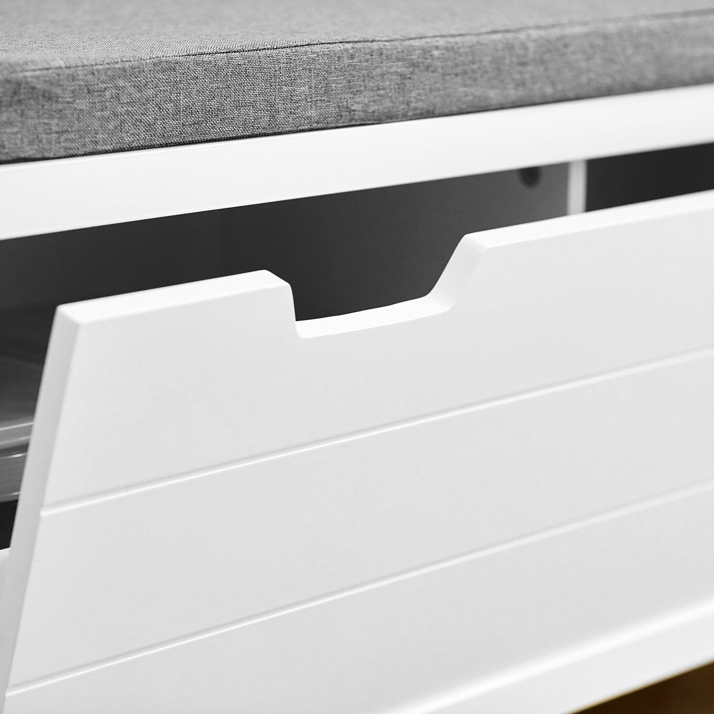 SoBuy Schoenenbank met 2 laden - Max. 150 kg - 91 x 30 x 50 cm - Wit/ Grijs