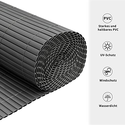 Woltu PVC Privacy Scherm 100 x 300 cm Grijs - Weerbestendig en UV-bestendig Tuinscherm