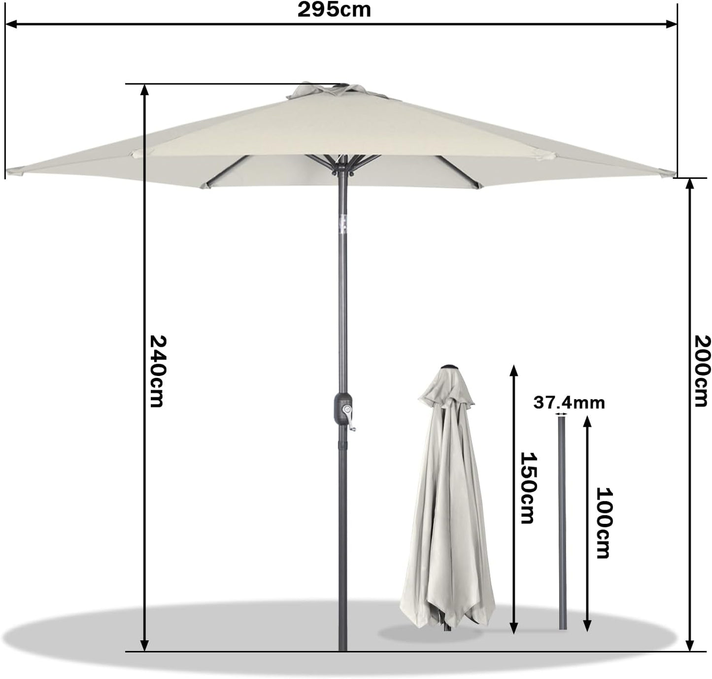 Angel Living Parasol - Ø300 cm - Kantelbaar - Créme