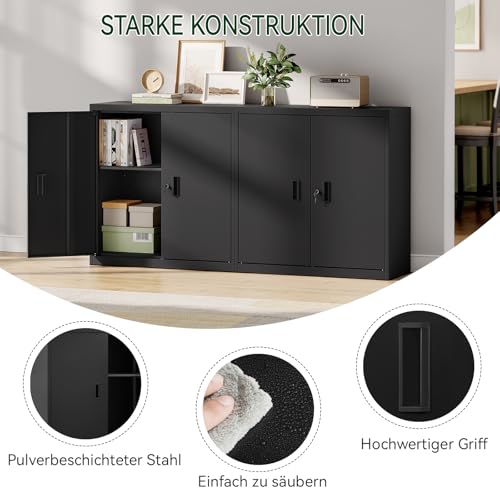 Woltu Lockerkast met Verstelbare Legplank - Metalen Kast met Slot - Zwart - 90 x 92 x 40 cm