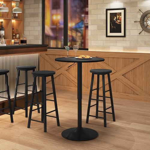 Woltu Ronde Verstelbare Barkruktafel Zwart MDF