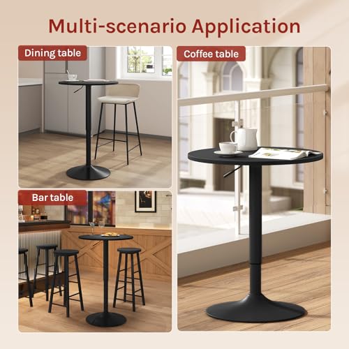 Woltu Ronde Verstelbare Barkruktafel Zwart MDF