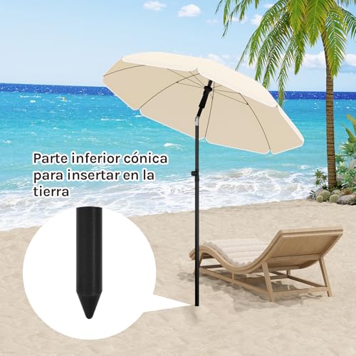 Woltu Parasol Beige - Diameter 135 cm - Verstelbare Hoogte en Kantelbare Hoek
