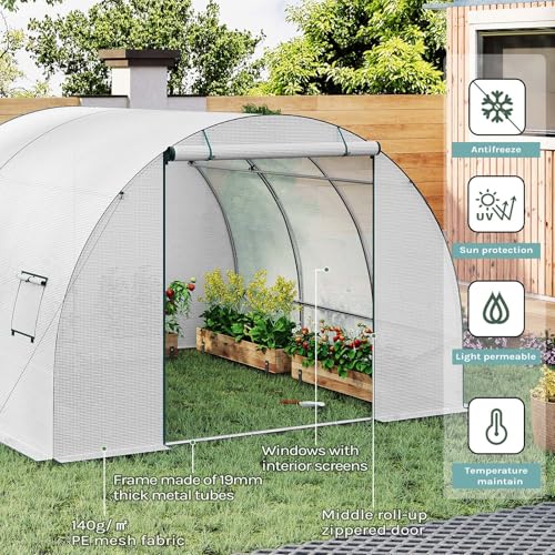 Woltu Tunnelkas voor Tuin - Wit - 300 x 300 x 200 cm