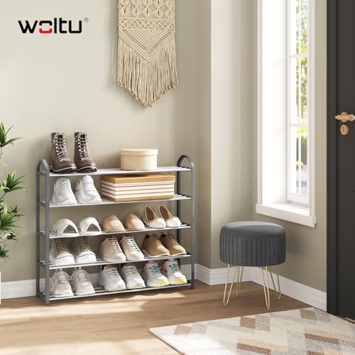 Woltu Schoenenrek met 5 Planken voor 20 Paar Schoenen - Stalen Frame Grijs - 79 x 19,5 x 79 cm