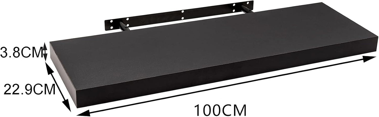 Woltu Zwevende Wandplank 100x22,9x3,8 cm - Modern MDF Wandrek - Zwart