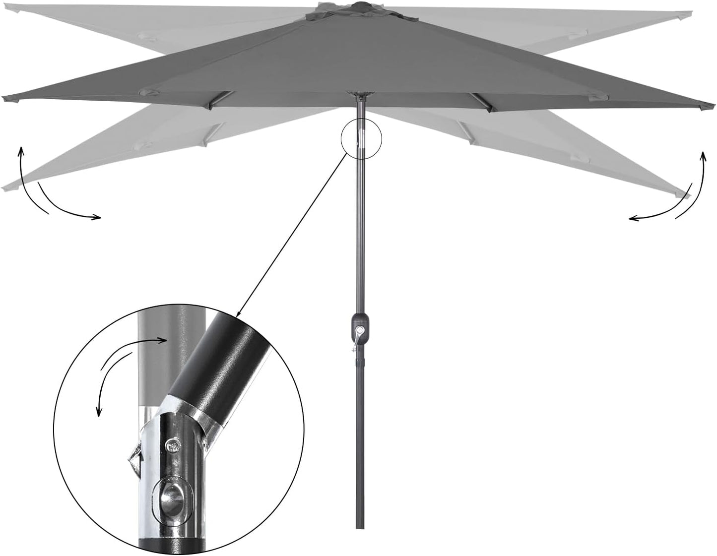 Angel Living Parasol Ø300 cm - Rond - Grijs