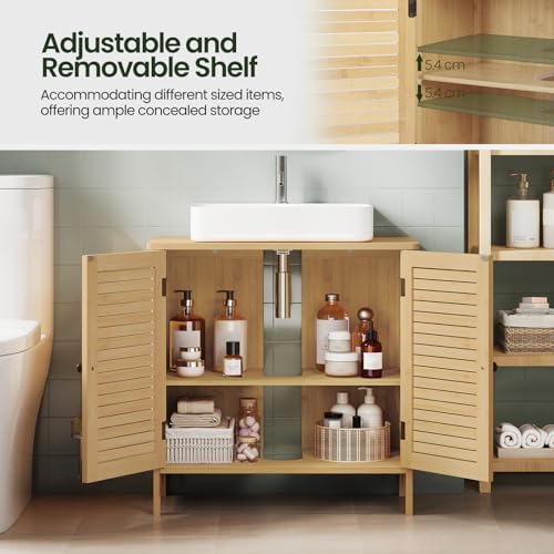 Eugad Badkamerkast Bamboo met 2 Deuren - Staande Waskast - Bamboe/Naturel - 60 x 30 x 60 cm