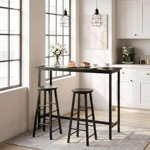 Woltu Bar Tafel Bistro Tafel - Stalen Frame en Zwart Spaanplaat Blad - 120x40x100 cm