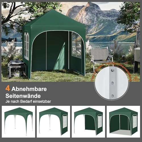 Woltu Vouwpaviljoen 2 x 2 m met 4 Afneembare Wanden Groen