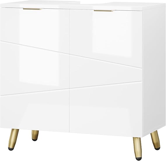 EUGAD Wastafelonderkast Wit Hoogglans - 60 x 60 x 30 cm - 2 Deuren