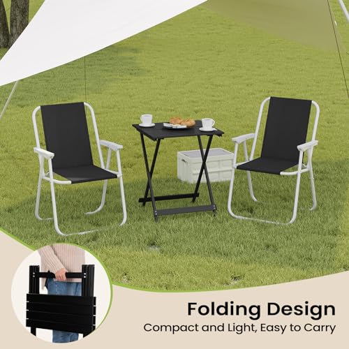 Woltu Opvouwbare Campingtafel Aluminium Zwart 50,5 x 47 x 59,5 cm