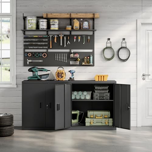 Woltu Lockerkast met Verstelbare Legplank - Metalen Kast met Slot - Zwart - 90 x 92 x 40 cm